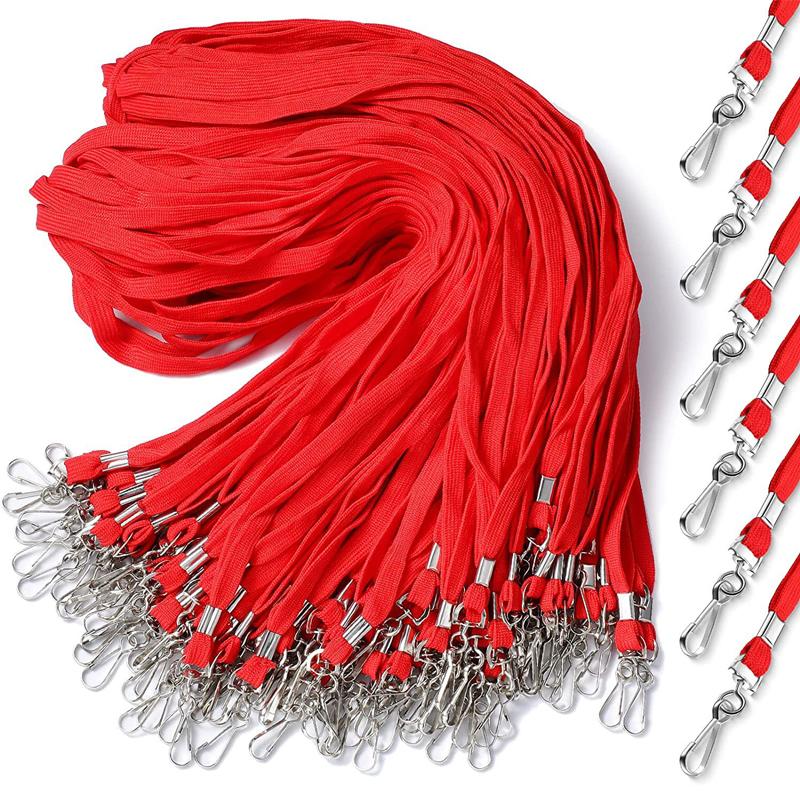 100 Pcs/lot Nylon Safety Lanyards Neck Rope For Card Holder Badge Keychain ID Card  of Black Blue Red Green Landyard