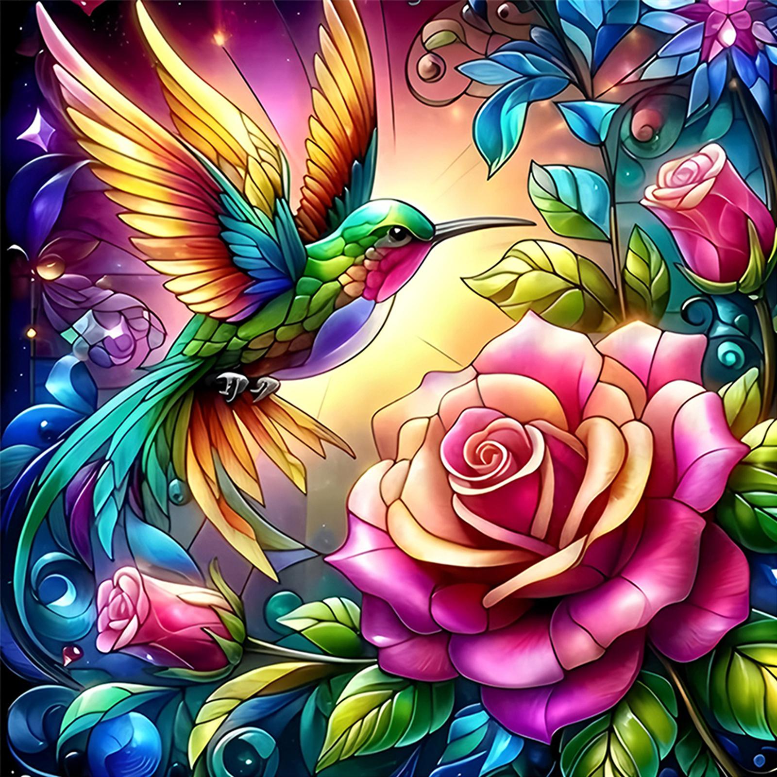 

Hummingbird Full DIY 5D Round Drill Diamond Dots Paintings Picture Arts Craft Home Decor Art Diamond Painting 15.75x15.75in