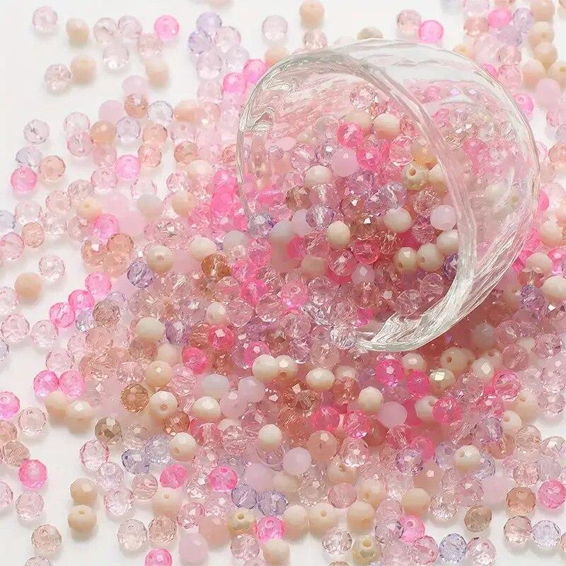 

300PCS 3MM Flat Bead Colors Mixed Crystal Glass Beads DIY Jewelry Accessories Earrings Bracelet Necklace Nail Art Accessories рожевий