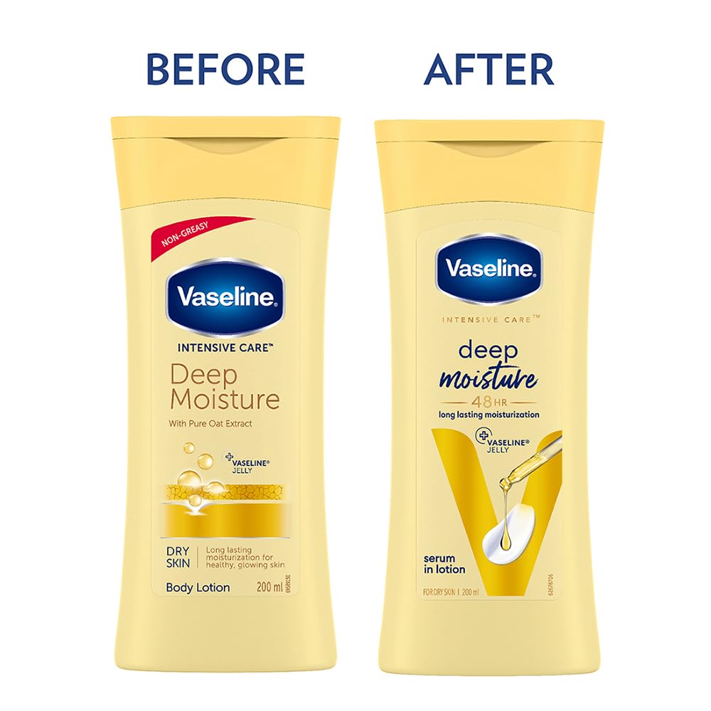 Vaseline Intensive Care Deep Moisture Body Lotion 200 ml X Pack of 2 Long-Lasting Hydration