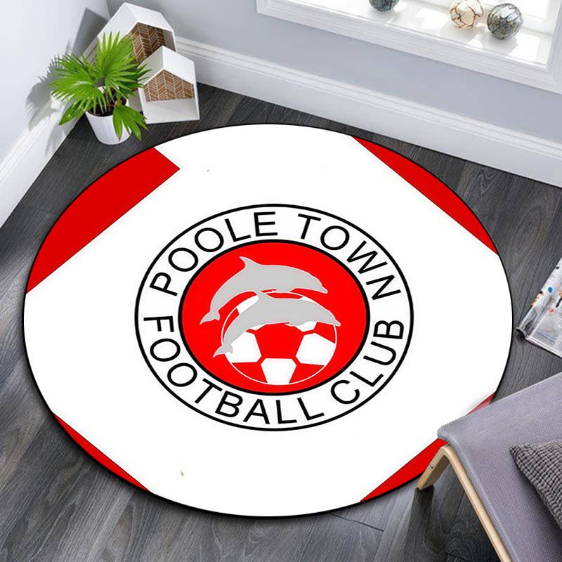 Poole Town Football Club,Round Area Rug,Carpet Rug for Living Room Bedroom Sofa Playroom Decor,Non-slip Floor Mat