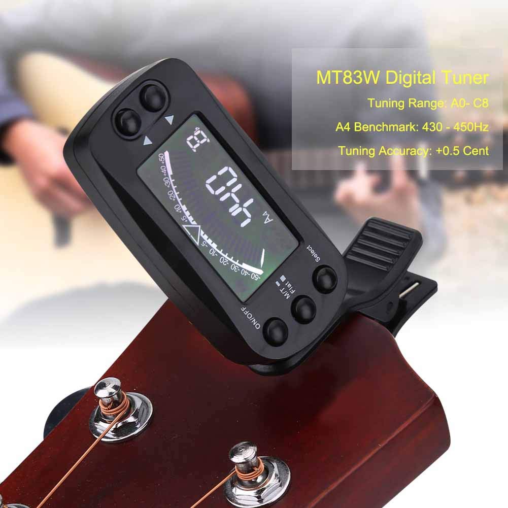 Walfront Portable LCD Digital Tuner and Metronome Electronic Tuner with 360 Degree Rotation for Tuning Guitar Tuning Guitar 2-in-1 Clip-On Guitar,