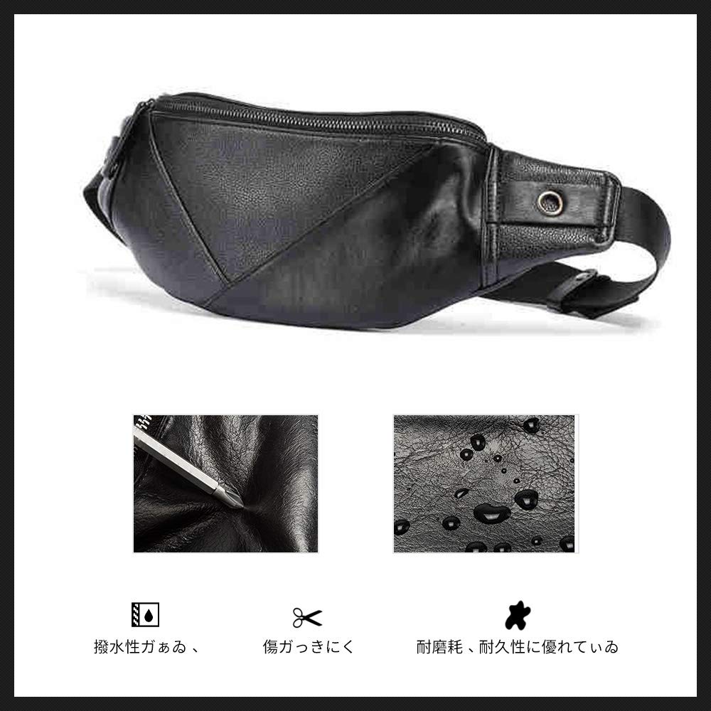 Whatna Leather Body Bag for Waist Crossbody Sports Leather Bag for Casual and Black 3-Way Bag/One-Shoulder Men, Pouch, Bag, Bag, Water-Repellent,
