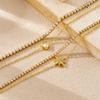 Simple Versatile Rhinestone Eight-Pointed Star Heart Pendant Full Diamond Chain Double Layer Bracelet