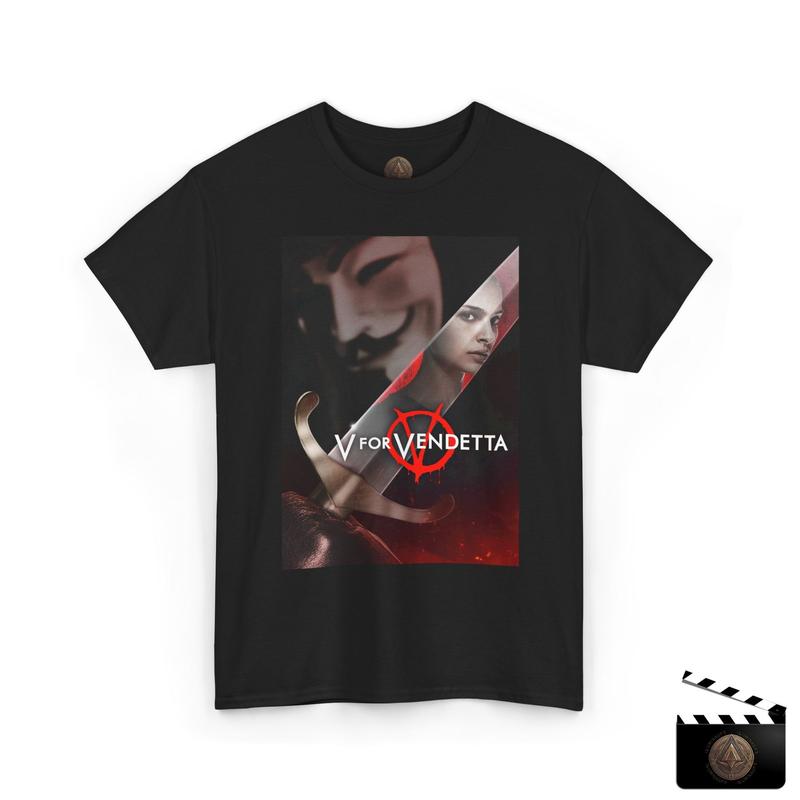 

V For Vendetta Movie T-Shirt for Unisex, Guy Fawkes Natalie Portman Tee S