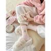 Pink Australian Fleece Socks Thickened Warm Socks Cartoon Striped Cute Plush Floor Socks