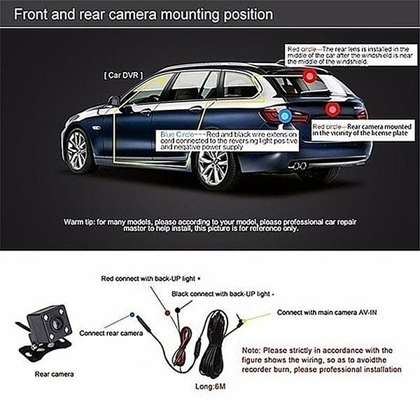 1080P Full HD Car Camera Rearview Mirror Dash DVR Cam Backup Camera Night Vision Front and Rear Dual Lens Video Recorder Reversing Car  Video Recorder