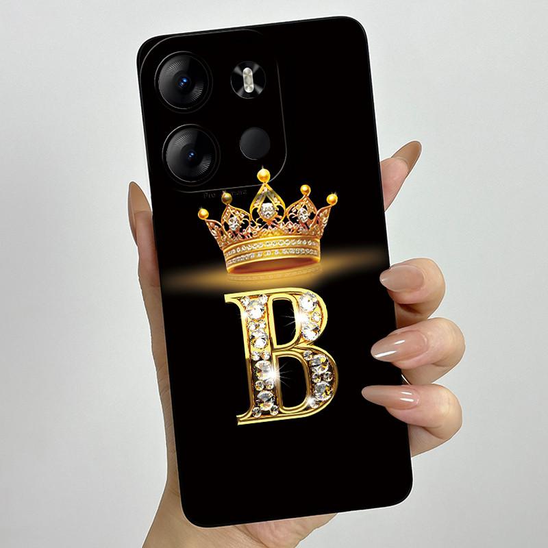 For Tecno Pop 7 Pro Pop7 BF6 BF7 Phone Case Crown Letter Back Cover Soft Liquid Silicone Fundas For Tecno Spark GO 2023 Bumper