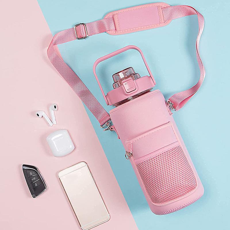 Portable Water Bottle Carrier Bag With Phone Pocket For Stanley 64Oz Tumbler With Handle Neoprene Water Bottle Holder Pouch