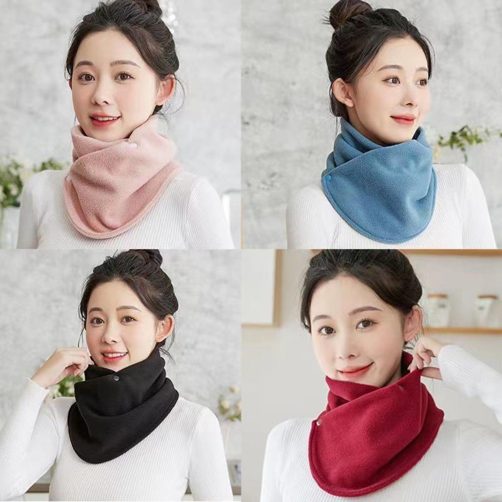Classic solid color Snap Neck Winter Thickened Fleece-Lined Warm Neck Gaiter for Men and Women Winter Windproof Cycling Scarf