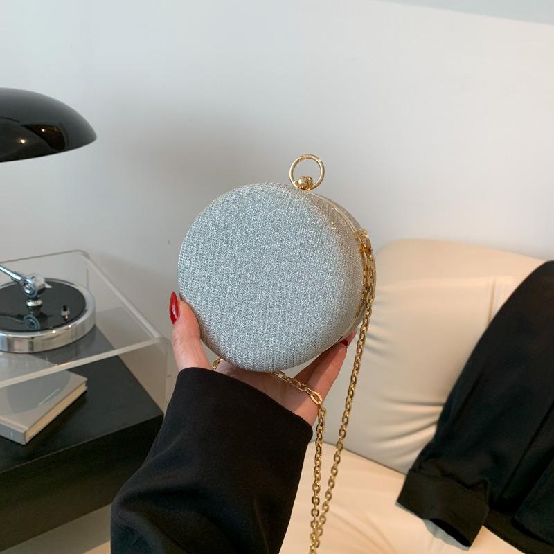 Woven fashion chain small bag women's 2025 early spring new versatile ins shoulder messenger bag small round bag foreign style