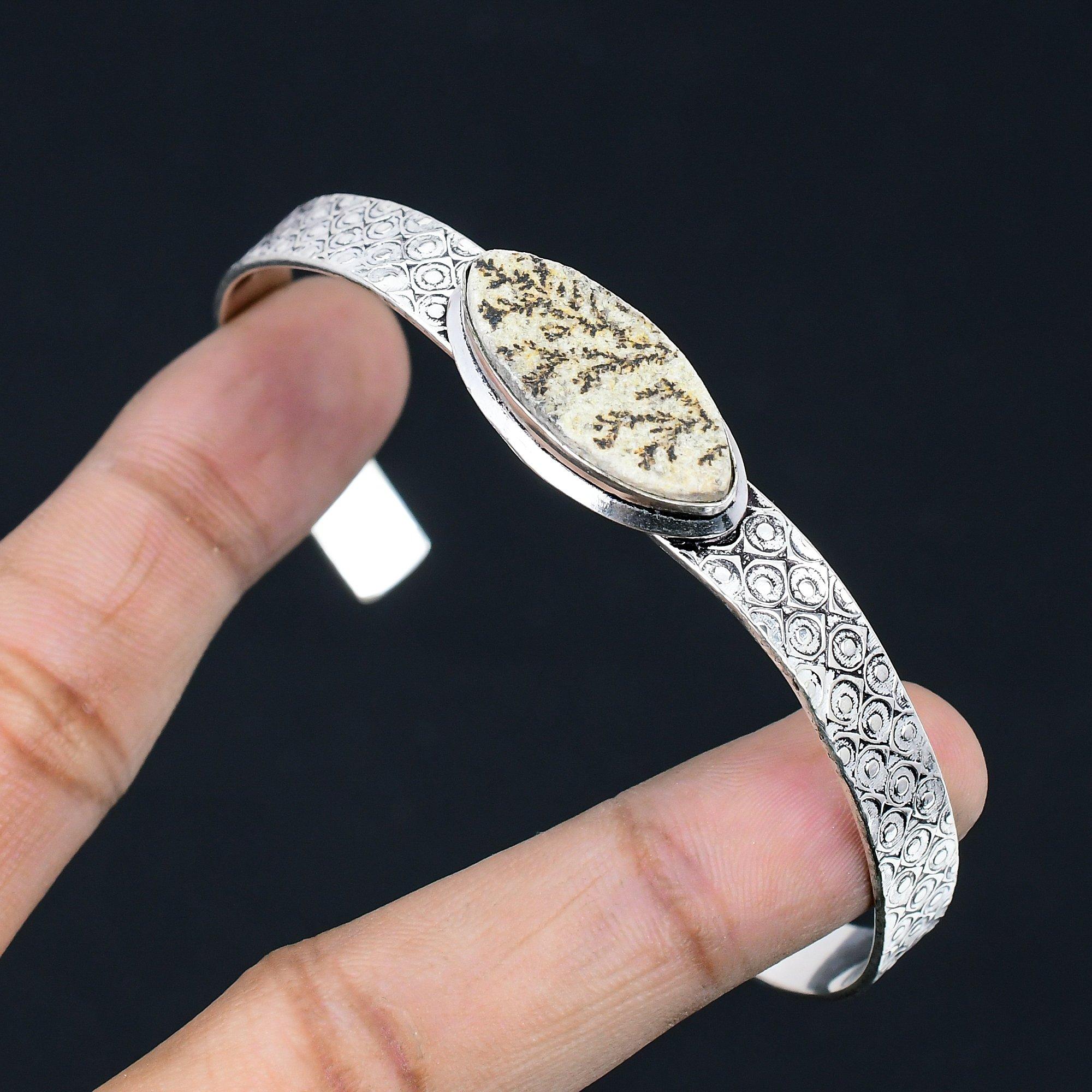 

Маркиза Псиломелан Дендрит Драгоценный камень Дочь Браслет Ювелирные изделия Стерлинговое серебро Adjustable