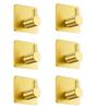Pacote com 6 Porta-Toalhas de Aço Inoxidável 304 com Ganchos Dourados, Montagem na Parede com Adesivo Sem Furos, Suporte para Papel de Cozinha para Banheiro, Vaso Sanitário e Guardanapos