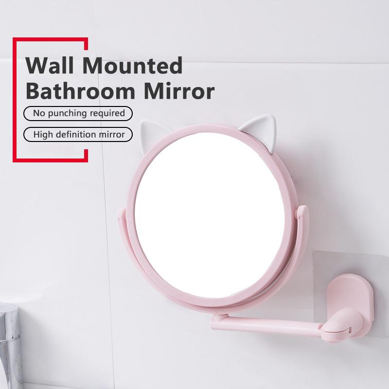 Wall Mounted Foldable Extending Arm Bathroom Mirror With Swivel Suction For Cosmetic Makeup No Drill Required
