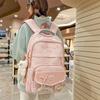 High School Students Lightweight Schoolbag Color Block Large Capacity Backpack