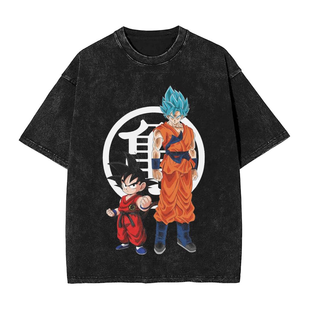 Anime Dragon Ball Printed Tshirt Mens and Womens Washed Tshirt High Quality Vintage Cotton Tshirt Harajuku Tops