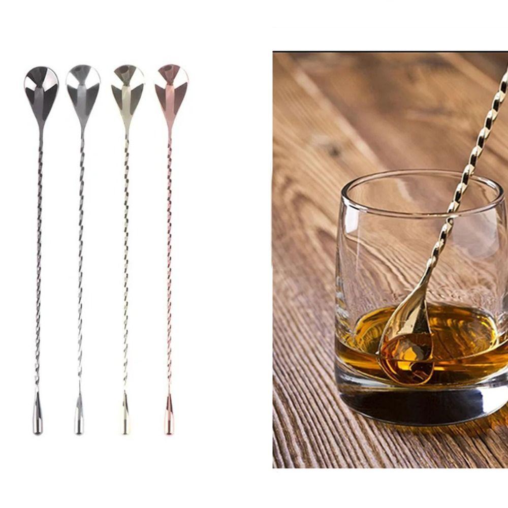 Cuchara de cóctel de mango largo Acero inoxidable Cuchara mezcladora Herramientas de barman Cuchara de café Bebidas