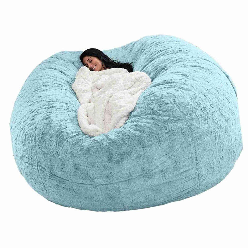Home Sponge Bed Bean Bag Chair Cover Slipcover Double Bedroom Balcony Large Couch Round Soft Fluffy  Cover No Fillings