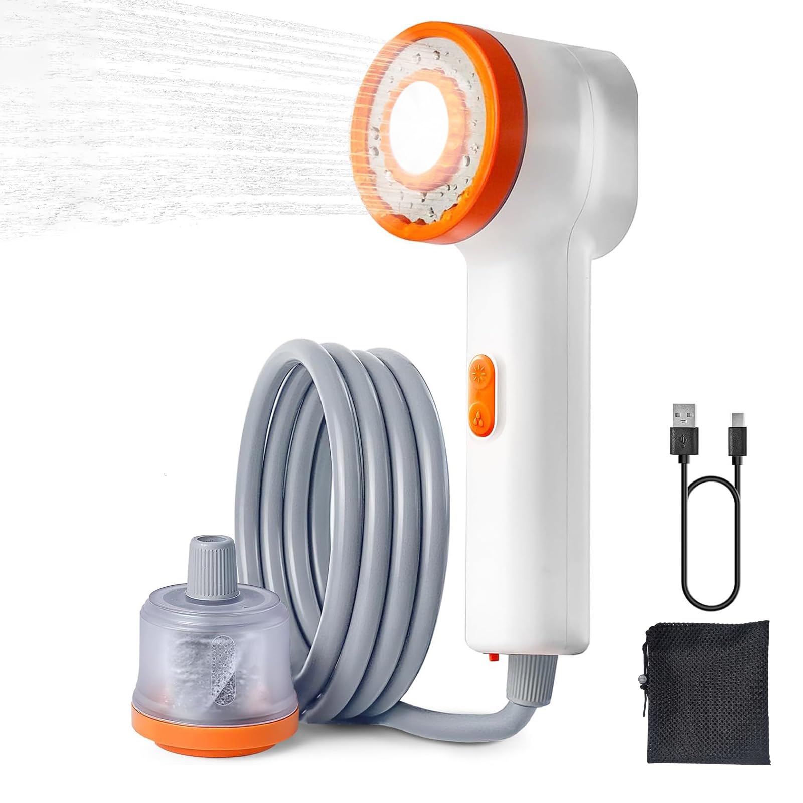 Portable Electric Shower, Rechargeable, High-Power, Strong Water Pressure, USB Rechargeable (4000mAh), Direct Spray Head, Outdoor Lighting, Portable S