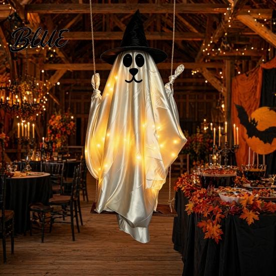 Halloween Ghost Outdoor Decoration Hanging for Decoration Cute Flying Satin White Reusable Party