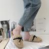 Autumn and winter Baotou hairy slippers, fashionable bow flat bottom anti slip wooden floor cover, foot hair mop
