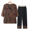 Elegant Mid-Sleeve Two-Piece Set for Elderly Women