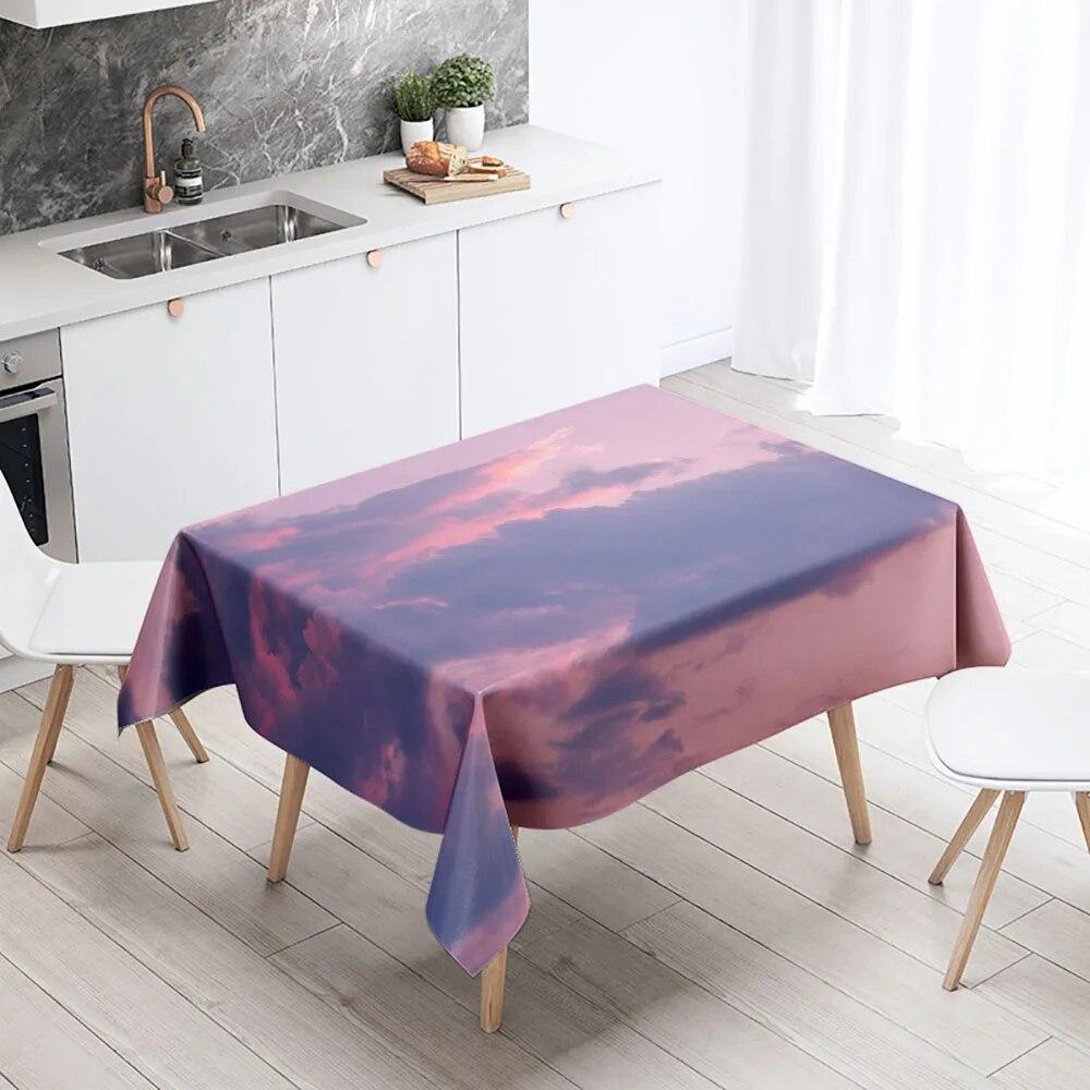Colorful Cloud Tablecloth Sunset  Anti-fouling Waterproof Rectangular Kitchen Dining Table Home Decoration