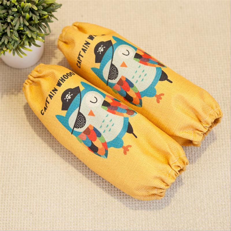 1 Pair 20cm Small Cartoon Animal Printed Children Dustproof Oven Sleeve Cotton Linen Oversleeves Cleaning Baking Tool
