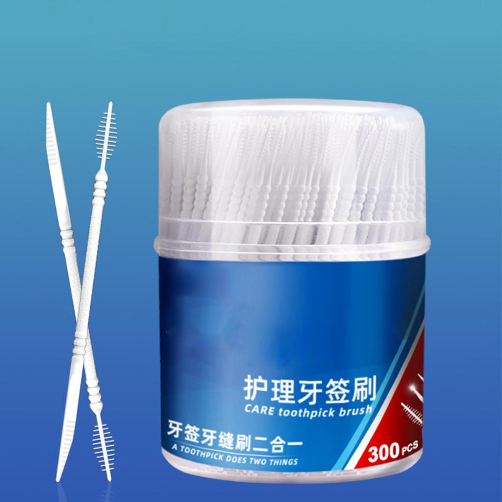 300pcs Toothpick 2-In-1 Dental Floss Picks High Toughness dental Brush Teeth Stick Tongue Scraper Oral Care Tools Professional Toothpicks Sticks