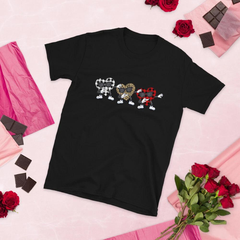 Dabbing Heart Buffalo Plaid Leopard Valentines Day Girls Boys Kids T-Shirt 4XL