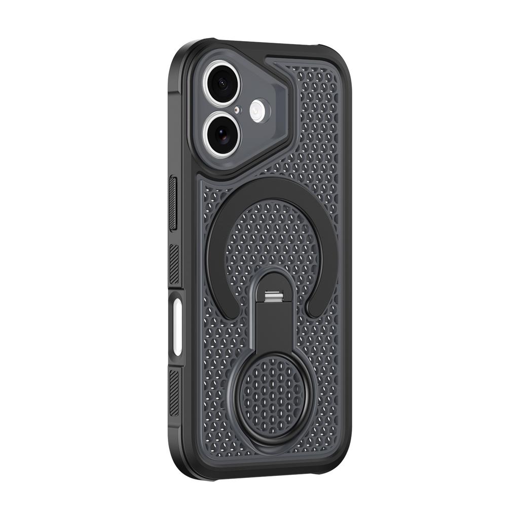Foreign trade colorful heat dissipation magnetic mobile phone case is suitable for Apple 17PROMAX trend 16 rotating bracket 14/15