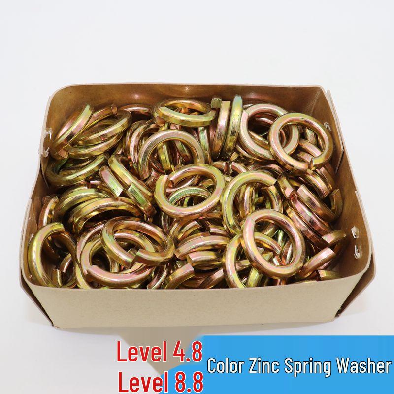 

Multi-Color Zinc-Plated Spring Washer, Grade 4.8/8, 65 Manganese, Yellow Zinc, Open Flat Washer Zinc Plated M16 [Approx. 45 pcs/0.5 kg]
