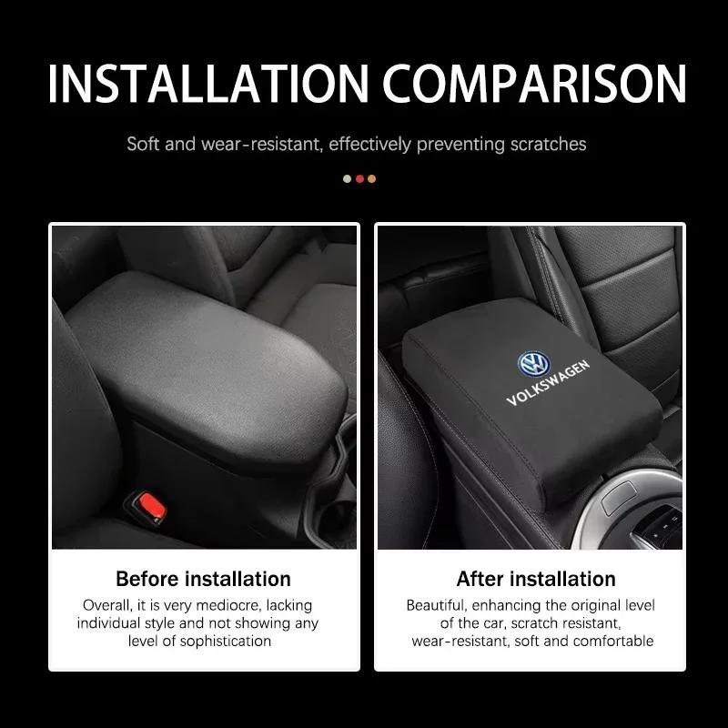 ·VW Car Armrest Mats Memory Foam Arm Rest Cushion Accessories For VW GTI Polo Golf Passat Scirocco Tiguan Jetta T-ROC Touareg CC Mo0