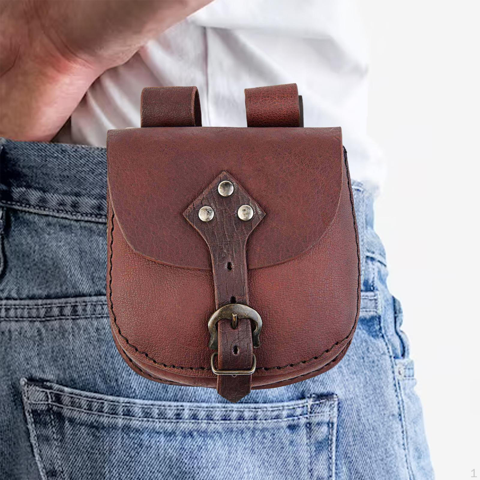 

Fanny Pack Medieval Waist Bag Wallet Purse Costume Accessories Steampunk Belt Pouch for коричневий