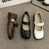 Sandals Women Summer Flat Mary Jane Single Shoes Hundred Gentle Wind Shoes Shoes Black Shoes Fashionable and Comfortable