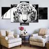 Blue Eyed White Tiger White Tiger Eyes 5 Panel HD Print modern art painting wall posters Canvas For home living room decoration