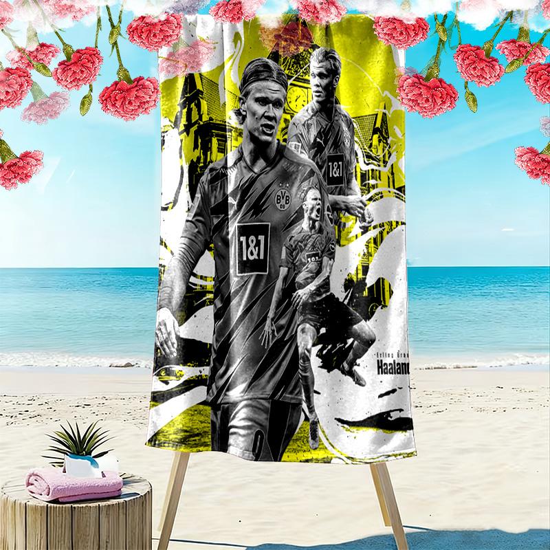 Football Star Action Dynamic Pose Beach Towel Portable For Travel Soft Quickdrying Swim Towel Absorbent Bath Towel Seaside Printing