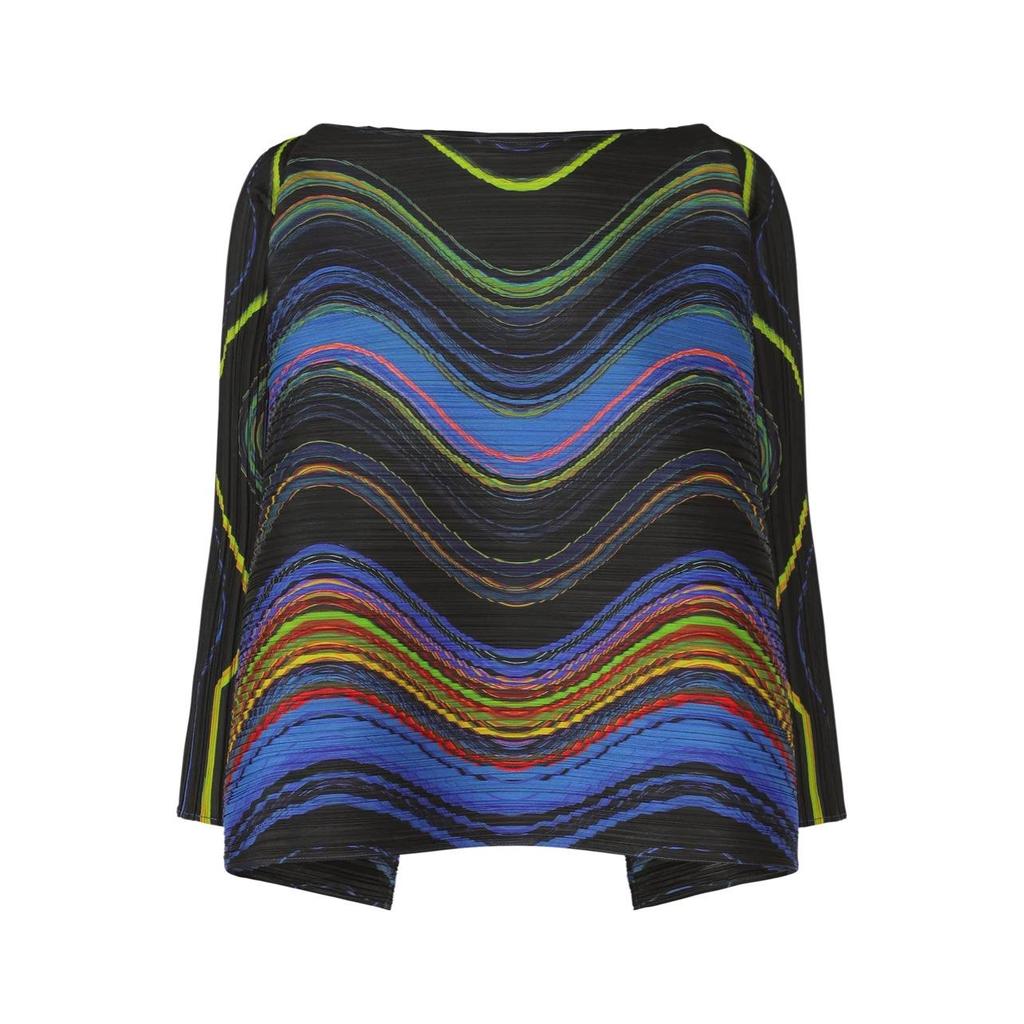 Miyake Plus Size Autumn Stripe Bodycon Skirt & Loose Pleated Top Two-Piece Set for Women