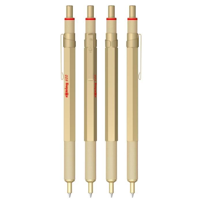 Stylo bille rotring 600 or - pointe moyenne - encre noire - livré en écrin