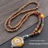 Unisex Retro Ethnic Wooden Necklace Pendant - Versatile Long Sweater Chain and Clothing Accessory