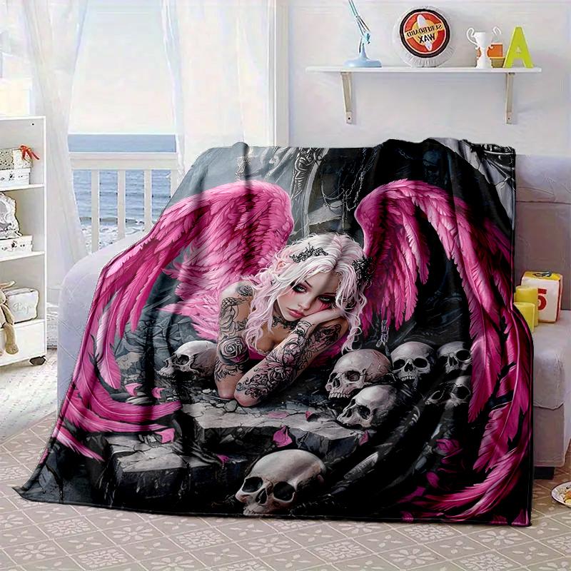 Ätherische rosa Engelskopf Decke Flanelldecke für Bett, Sofa, Camping, Wandern, Picknick Zubehör, Geschenk für Familie Fan Geschenke