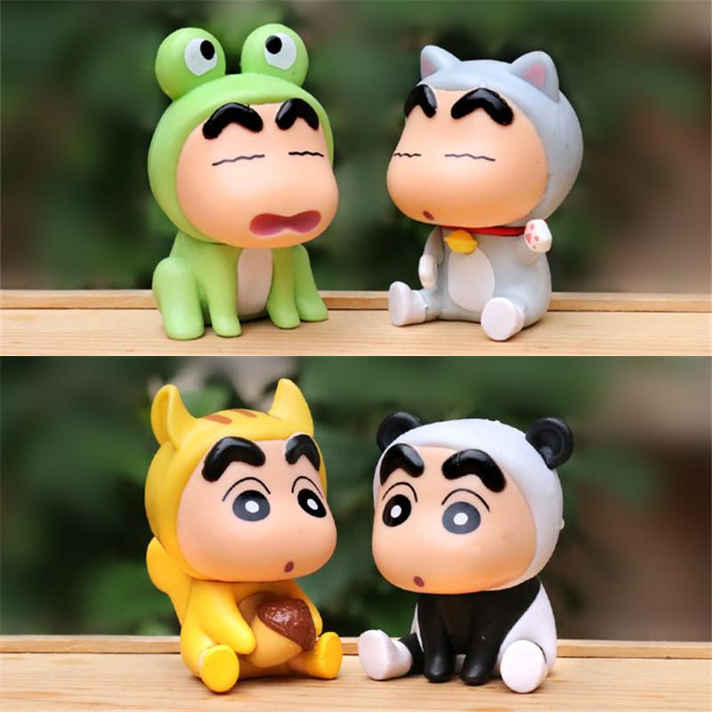 6 teile/satz Anime Crayon ShinChan Figuren 6cm Nohara Shinnosuke Action Figur Tier Serie PVC Modell Desktop Ornamente Kinder Geschenk