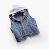 Giacca di Jeans con Cappuccio da Donna Moda Gilet Gilet Corto da Donna Cappotto Senza Maniche