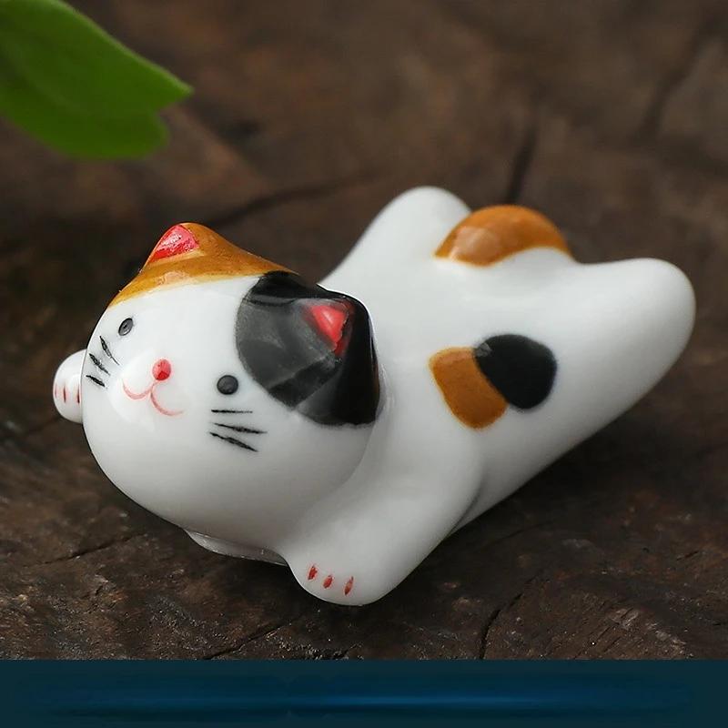 1pc Ceramic Cute Chopstick Holder Tableware Japanese Style Underglaze Restaurant Simple Oval Spoon Bracket Utensil for Kitchen