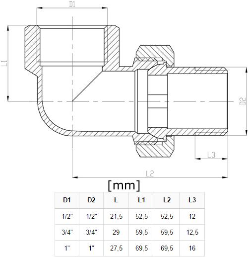 Brass Angle Union 3/4""