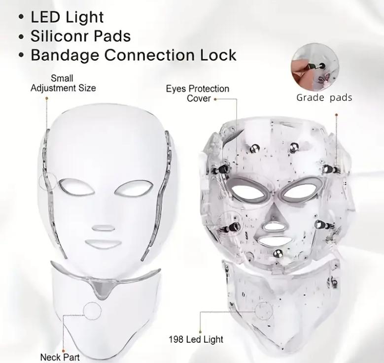7 Colors Led Facial Mask Machine Light Photon Therapy Acne Face And Neck Set Beauty Led Light Treatment Skin Rejuvenation