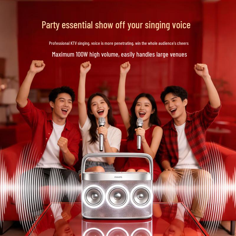 Philips TAS8110 Bluetooth Karaoke Speaker with Wireless Microphone CN plug (adapter included)