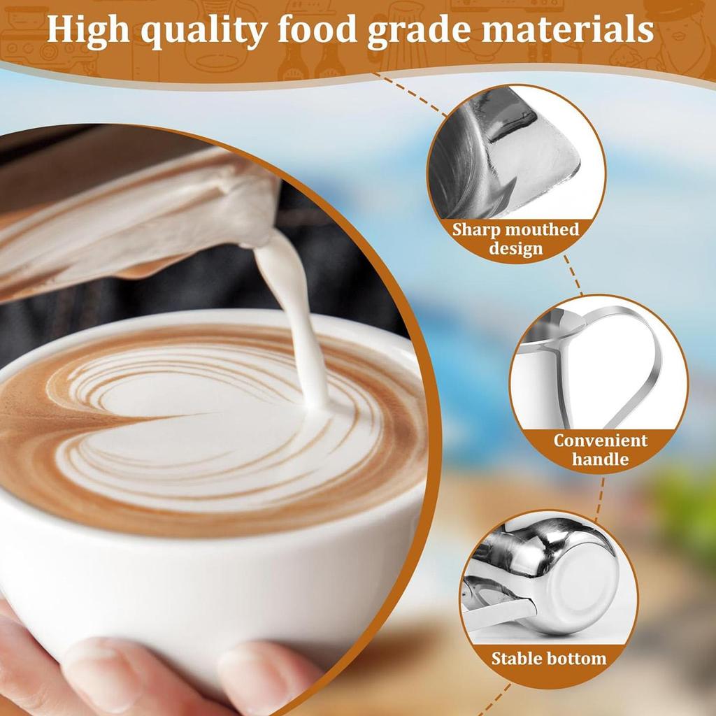 Stainless Steel Small Bell-Shaped Milk Frothing Pitcher Small Creamer Pitcher Multifunctional Household Creamer Holder for Milk