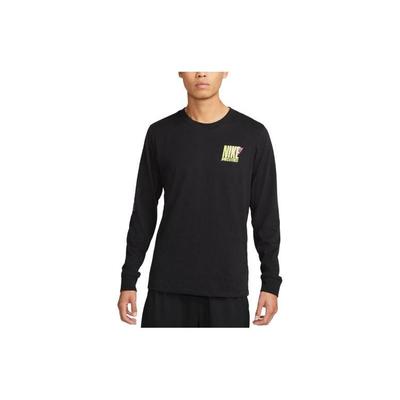 Logo Printed Fitted Long Sleeve T-Shirt Men Tops Black DZ2748-010