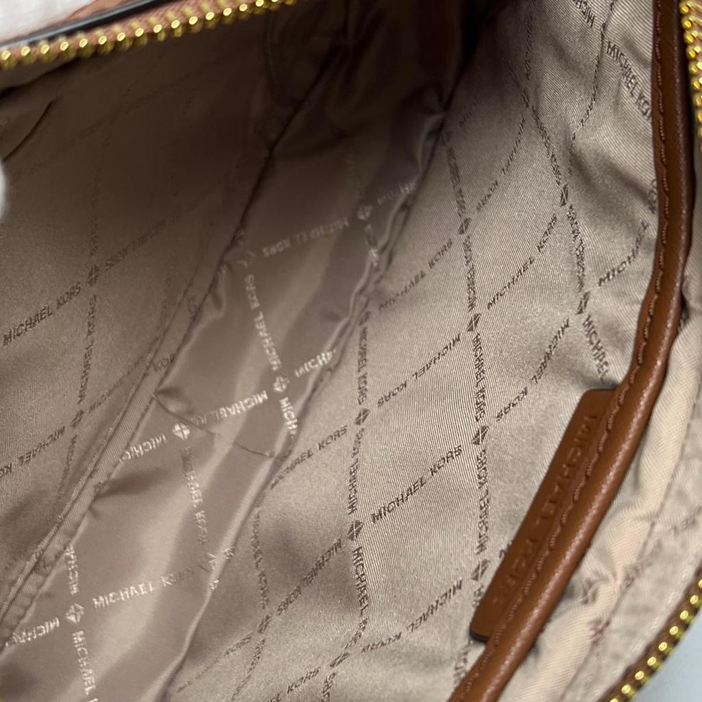 Michael Kors Jet Set Travel Medium Shoulder Bag Leather Brown Women 55H3RBN Used